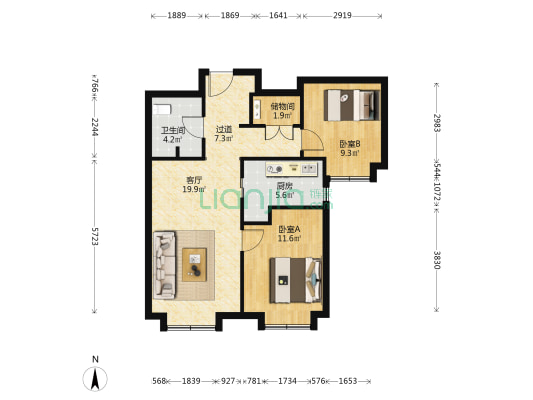 和溪园 2室1厅1卫 83平方