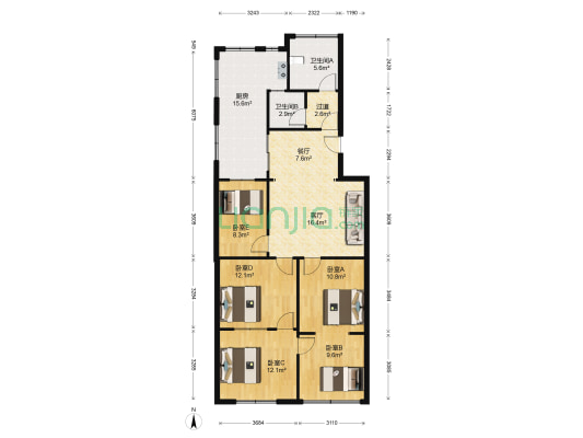畜牧水产局 5室2厅2卫 88平方