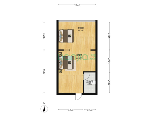 上和领誉 2室0厅1卫 74平方