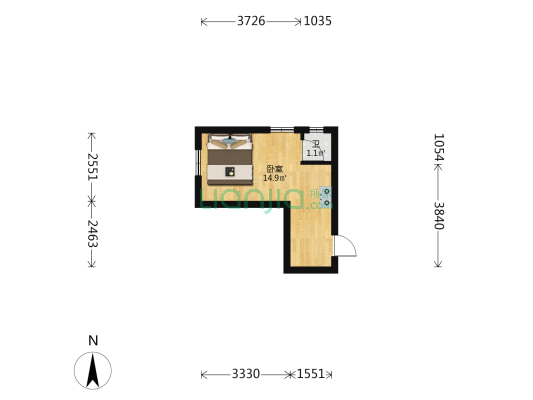 东约社区 1室0厅1卫 22平方