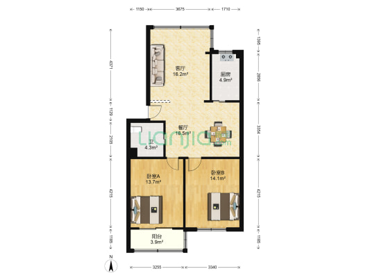 灵峰小区东区 2室2厅1卫 83平方