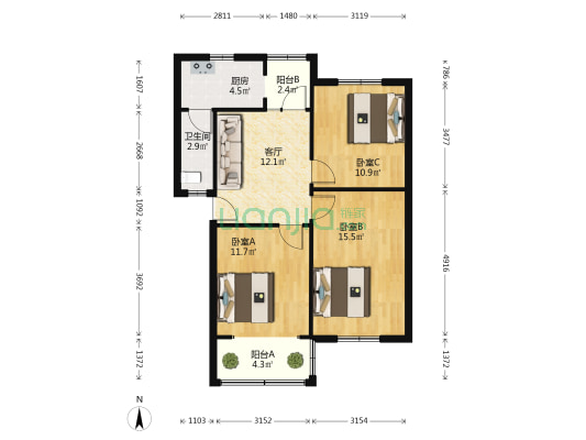 新南路42号 3室1厅1卫 69平方