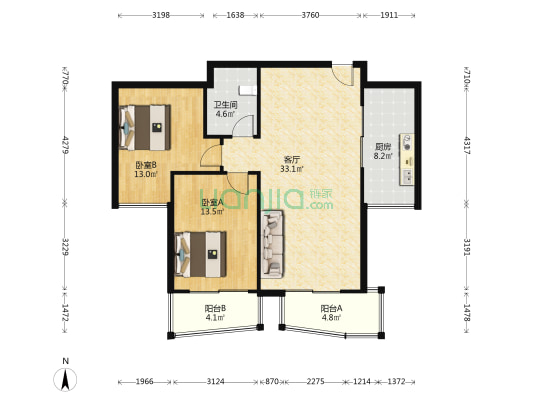 金昌江滨花园 2室1厅1卫 105平方