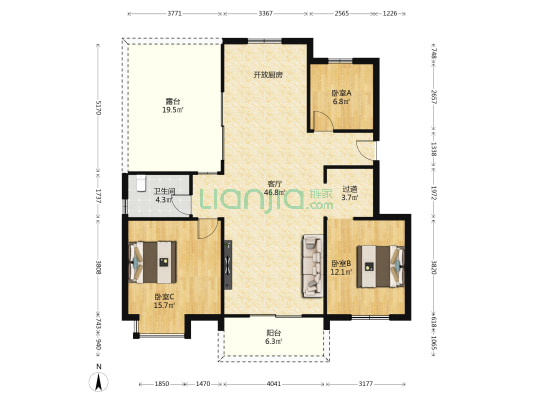隆豪翡翠星城 3室1厅1卫 113平方