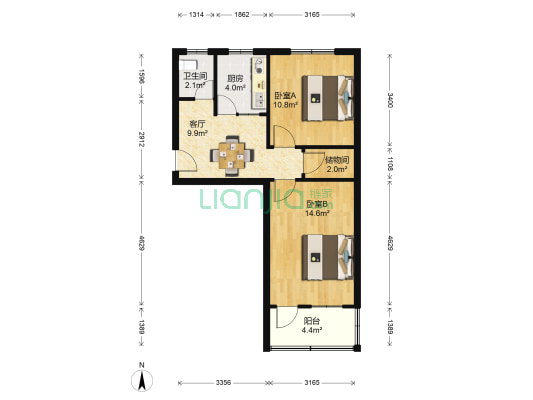 育才弄小区 2室1厅1卫 59平方