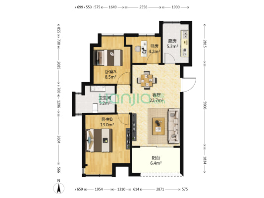 祥瑞香逸尚城 3室1厅1卫 92平方