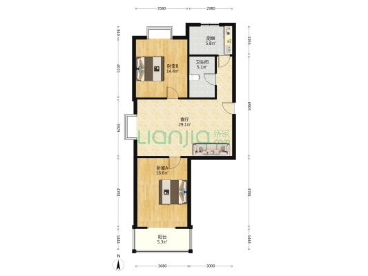 佳境花苑 2室1厅1卫 98平方