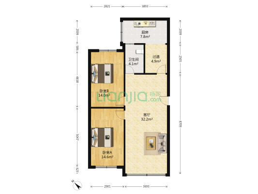 吉祥公寓 2室1厅1卫 95平方