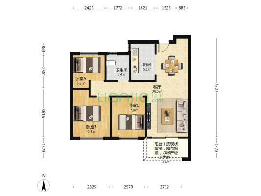 永威瑞和苑 3室1厅1卫 88平方