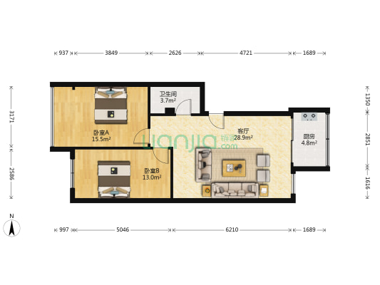 福馨佳园 2室1厅1卫 90平方