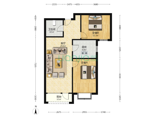 上园，92平带顶跃65平，挑高5米，露台100平-户型图