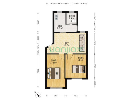 平南二村 2室1厅1卫 63平方