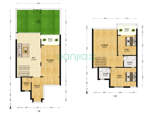 金地香山湖南宫墅 4室1厅2卫 155平方