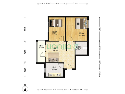 汇仁云居 2室1厅1卫 77平方