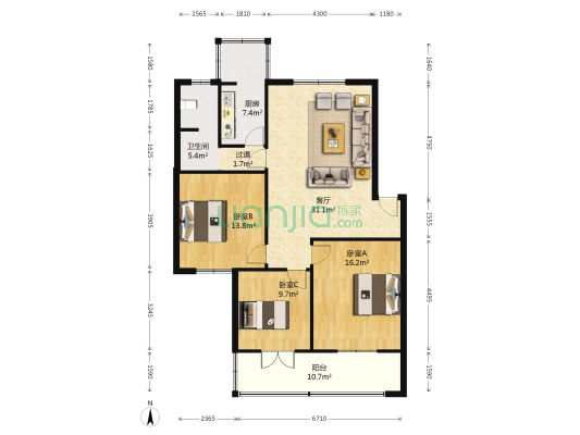 河南拍卖行家属院 3室1厅1卫 117平方