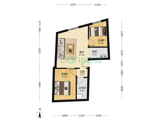 二王街 2室1厅1卫 133平方
