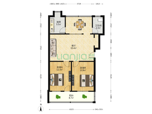 骨胶厂还建房 2室1厅1卫 89平方