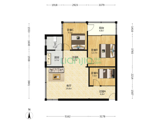 东莞庄一横路 3室1厅1卫 85平方