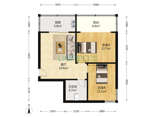 瑞生丽园 2室1厅1卫 81平方