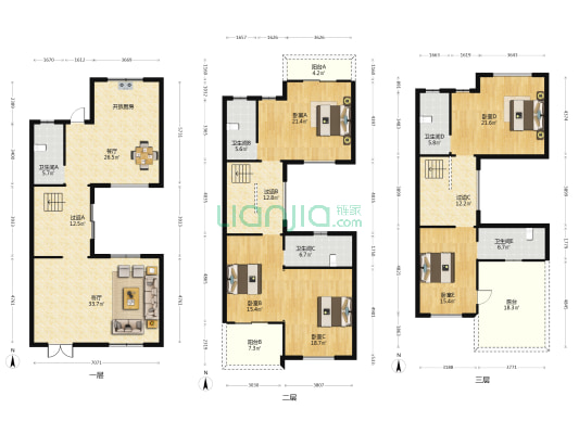 东津世纪城4区东方墅 5室2厅5卫 263平方
