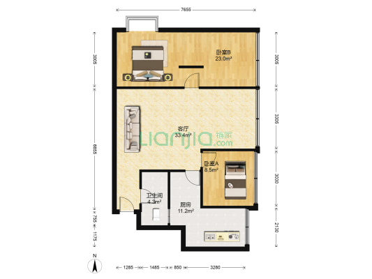 丽善轩 2室1厅1卫 81平方