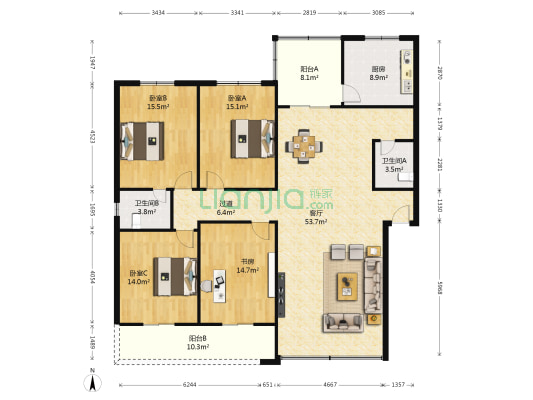 金博苑 4室1厅2卫 167平方