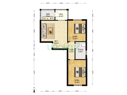 青春里 2室1厅1卫 76平方