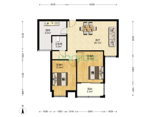 和风家园 2室1厅1卫 102平方
