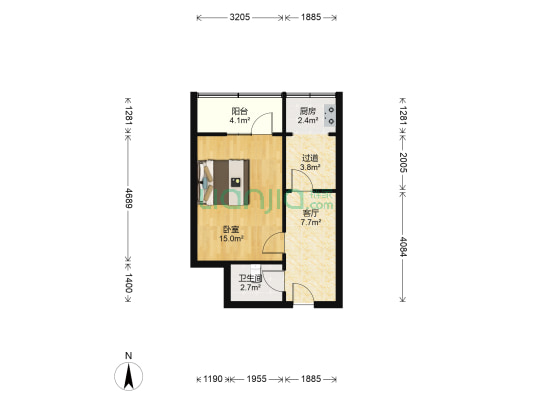 电视机厂宿舍（光明路） 1室1厅1卫 47平方