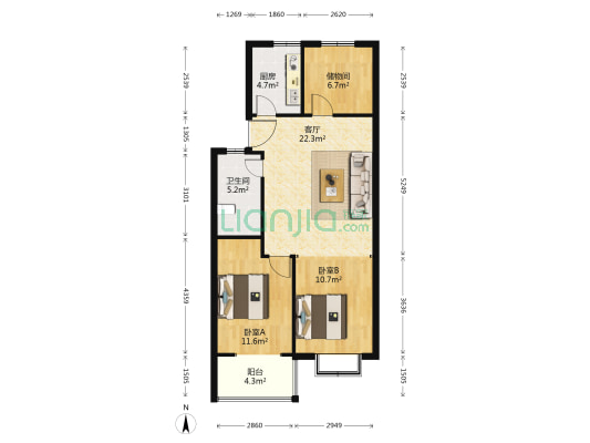 祥瑞水岸丽景 2室1厅1卫 87平方
