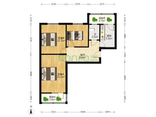 中华北大街181号 3室1厅1卫 75平方