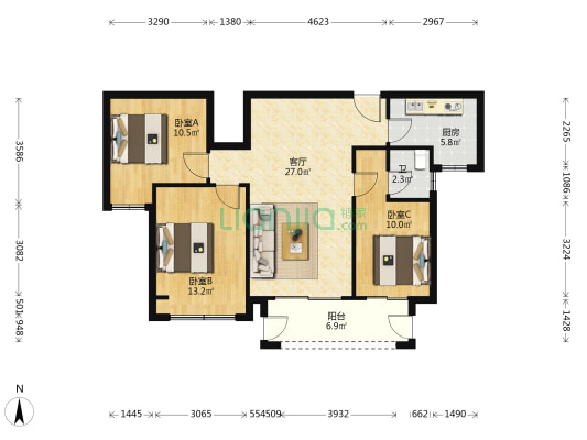 九巨龙·龙城樾府 3室1厅1卫 99平方