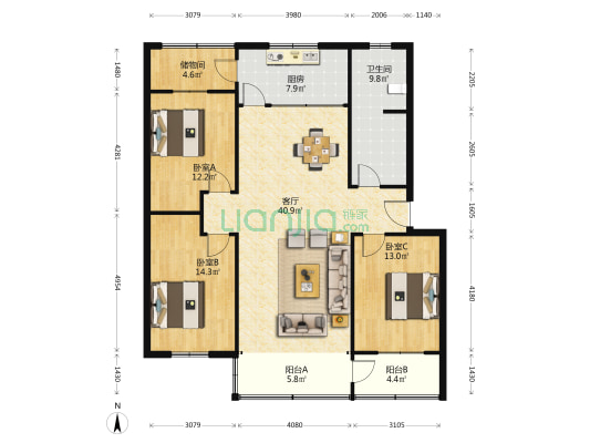 市交通局营宿楼 3室1厅1卫 137平方