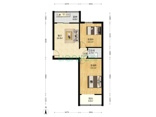 供电局家属院 2室1厅1卫 66平方