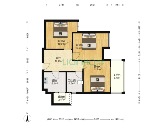 大源北一街25号 3室1厅1卫 81平方