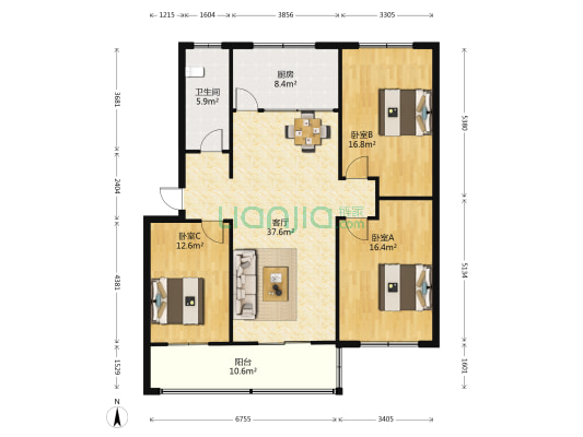 种子公司家属院 3室1厅1卫 129平方
