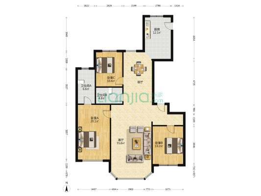 垠禄新界 3室1厅2卫 150平方