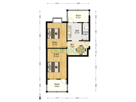 羊头峪东沟 2室1厅1卫 66平方