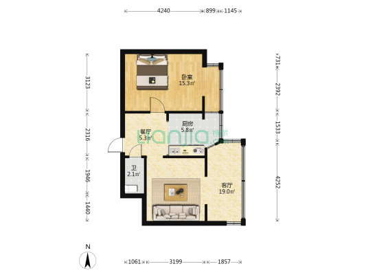 书林街138号 1室2厅1卫 41平方