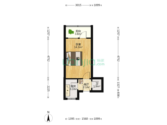 福至里 1室1厅1卫 34平方