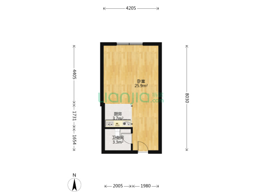 华阳东路大产权正规一室精装满二房屋出售-户型图