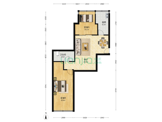 兰州卷烟厂家属院(甘南路/甘家巷) 2室1厅1卫 84平方