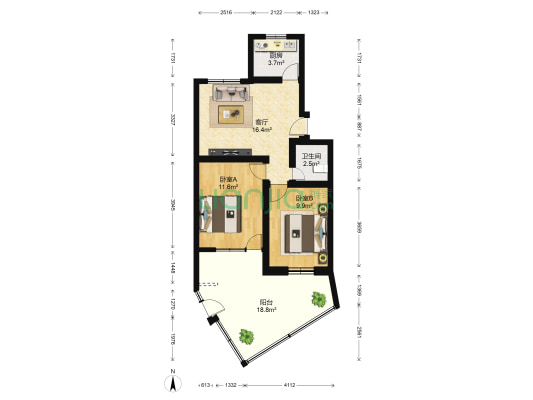 日东路 2室1厅1卫 62平方
