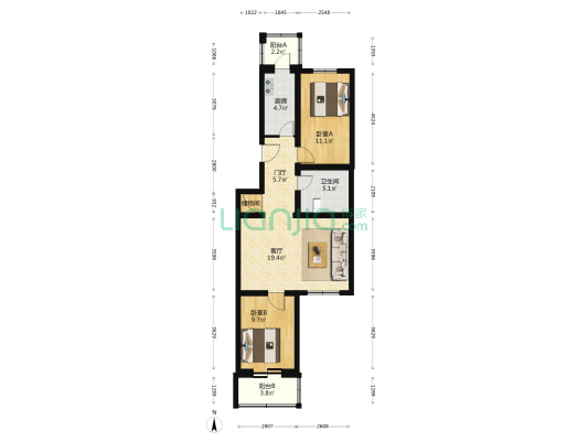 永安家园 2室1厅1卫 86平方