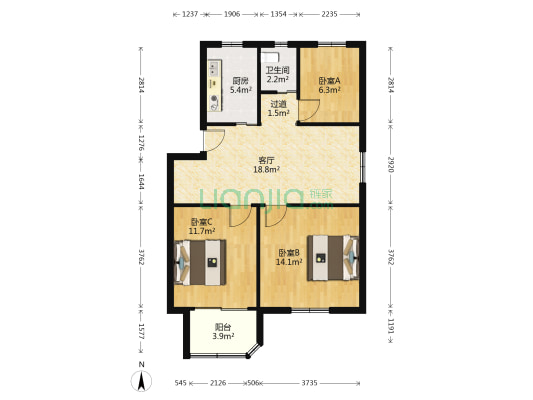 开源小区三村 3室1厅1卫 79平方