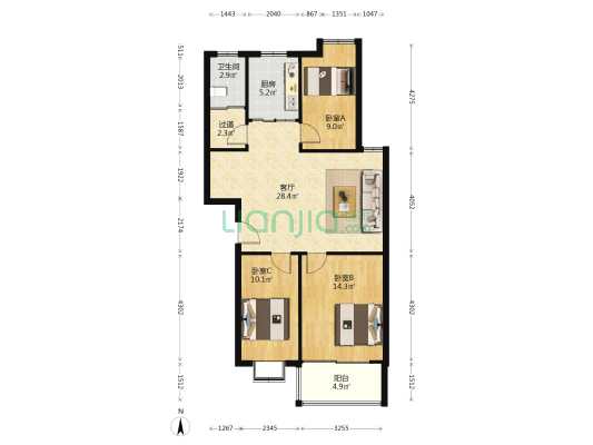 尚宸华庭 3室1厅1卫 97平方