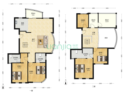 水岸枫庭 4室1厅3卫 209平方