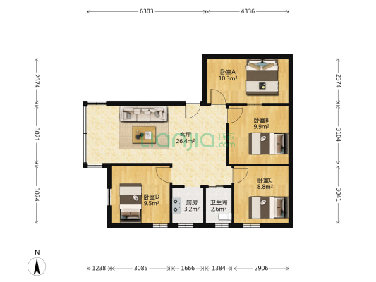 西湾东路 4室1厅1卫 84平方