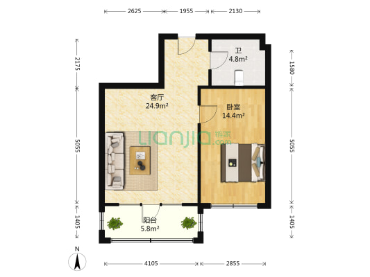 福宏名城 1室1厅1卫 68平方