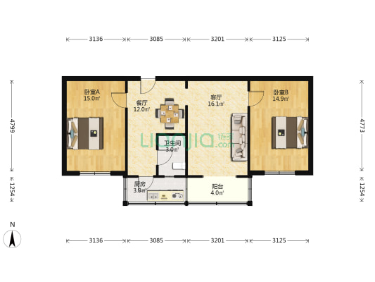 东经巷 2室2厅1卫 83平方